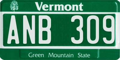 VT license plate ANB309