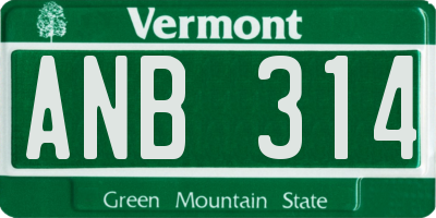 VT license plate ANB314