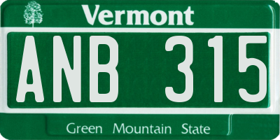 VT license plate ANB315