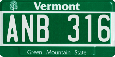 VT license plate ANB316