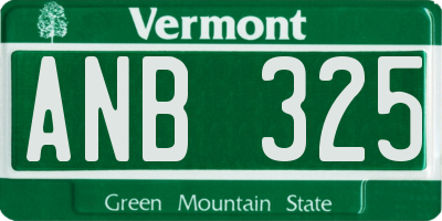 VT license plate ANB325