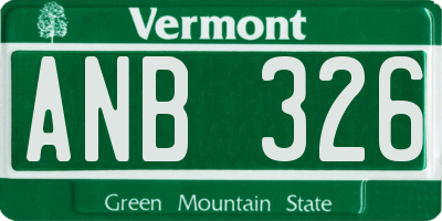 VT license plate ANB326