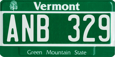 VT license plate ANB329
