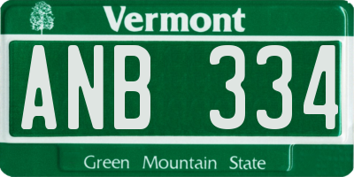 VT license plate ANB334