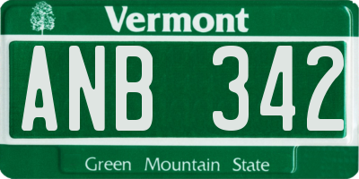 VT license plate ANB342