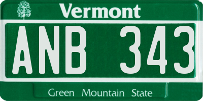 VT license plate ANB343