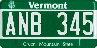 VT license plate ANB345