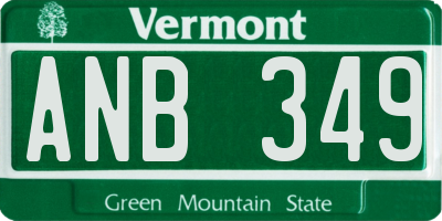 VT license plate ANB349