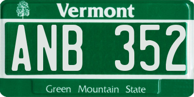 VT license plate ANB352
