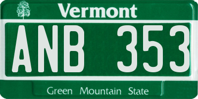 VT license plate ANB353