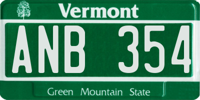 VT license plate ANB354