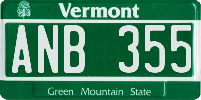 VT license plate ANB355