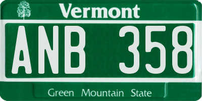 VT license plate ANB358