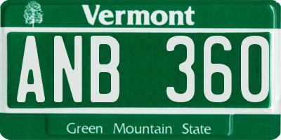 VT license plate ANB360