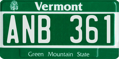VT license plate ANB361
