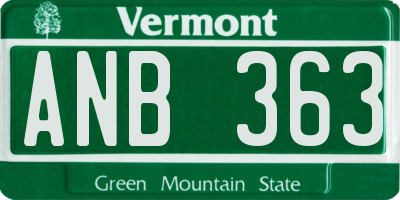 VT license plate ANB363