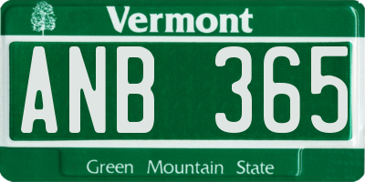 VT license plate ANB365