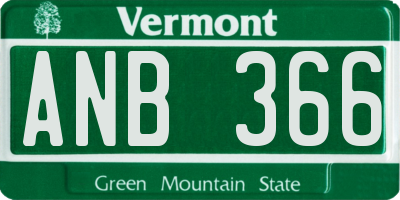 VT license plate ANB366