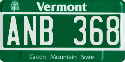 VT license plate ANB368