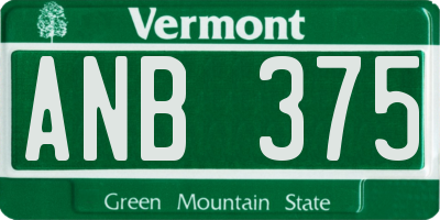 VT license plate ANB375
