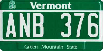 VT license plate ANB376
