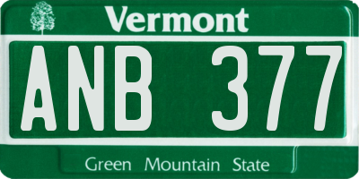 VT license plate ANB377
