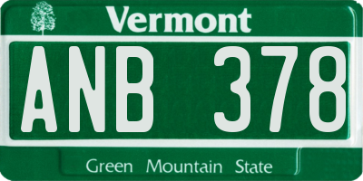 VT license plate ANB378