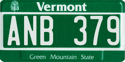 VT license plate ANB379