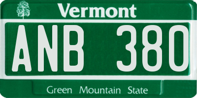 VT license plate ANB380