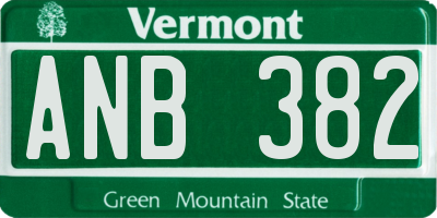 VT license plate ANB382