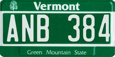 VT license plate ANB384