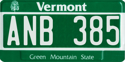 VT license plate ANB385