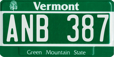 VT license plate ANB387