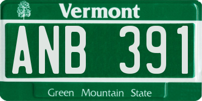 VT license plate ANB391