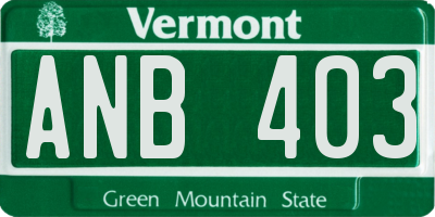 VT license plate ANB403