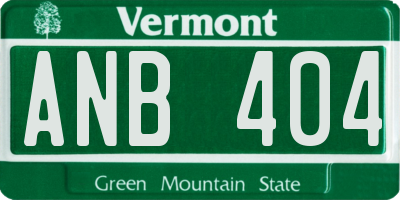 VT license plate ANB404