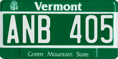 VT license plate ANB405