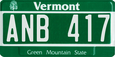 VT license plate ANB417