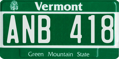 VT license plate ANB418