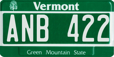 VT license plate ANB422