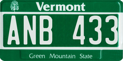 VT license plate ANB433
