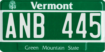 VT license plate ANB445