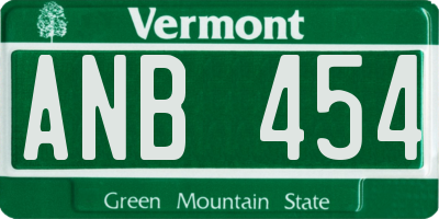 VT license plate ANB454
