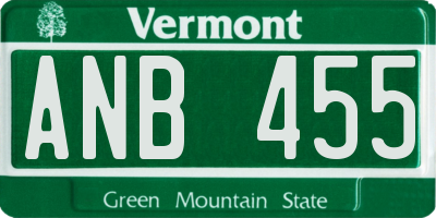 VT license plate ANB455