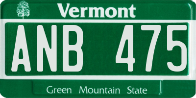 VT license plate ANB475