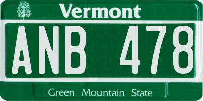 VT license plate ANB478