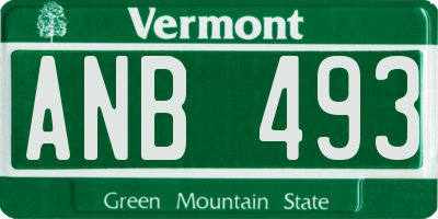 VT license plate ANB493
