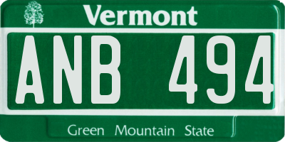VT license plate ANB494