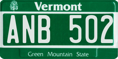 VT license plate ANB502