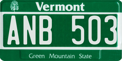 VT license plate ANB503